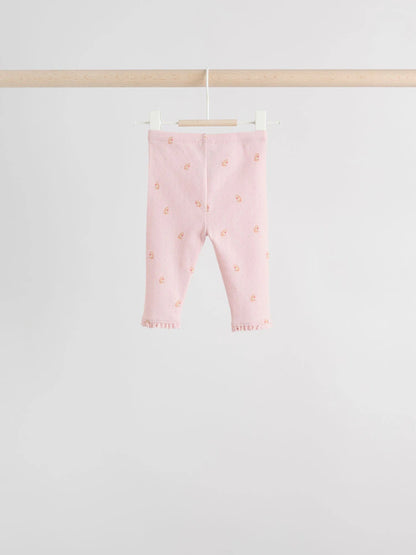 |BabyGirl| Pacote Com 4 Leggings Rosa/Marrom/Coração Para Bebês (0 meses a 2 anos)