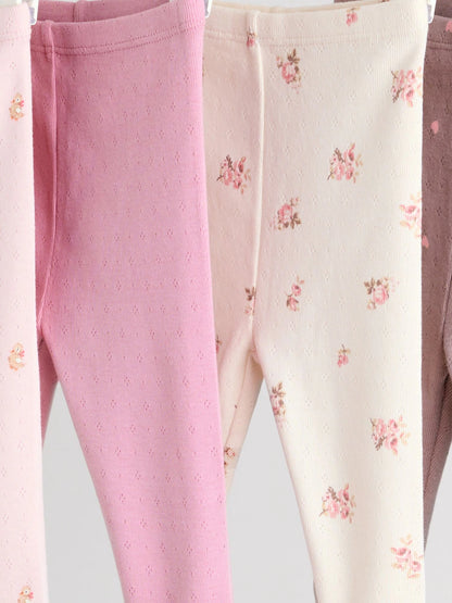 |BabyGirl| Pacote Com 4 Leggings Rosa/Marrom/Coração Para Bebês (0 meses a 2 anos)