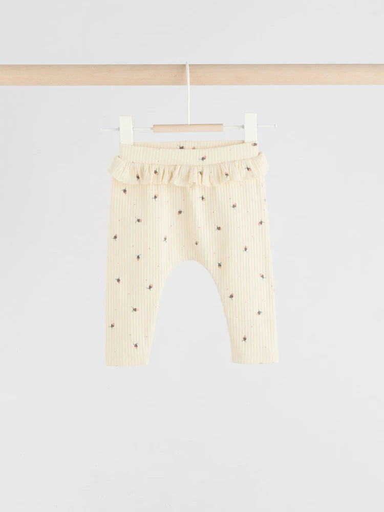 |BabyGirl| Pacote Com 4 Leggings Para Bebês Verde-Sálvia/Coral/Ditsy (0 meses a 2 anos)