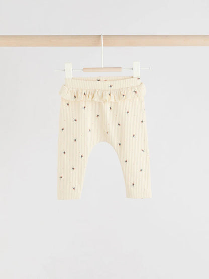 |BabyGirl| Pacote Com 4 Leggings Para Bebês Verde-Sálvia/Coral/Ditsy (0 meses a 2 anos)