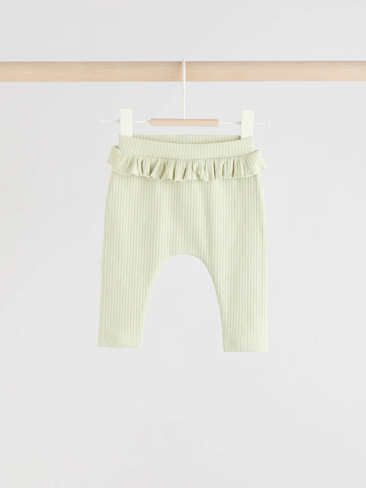 |BabyGirl| Pacote Com 4 Leggings Para Bebês Verde-Sálvia/Coral/Ditsy (0 meses a 2 anos)
