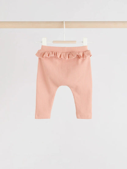 |BabyGirl| Pacote Com 4 Leggings Para Bebês Verde-Sálvia/Coral/Ditsy (0 meses a 2 anos)