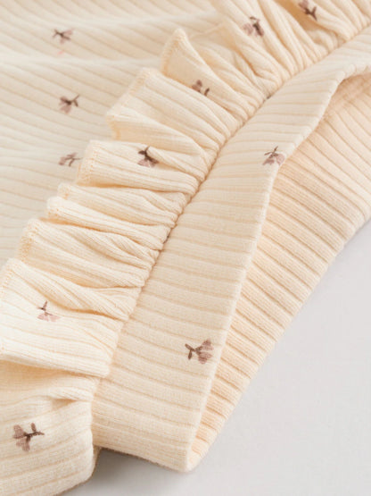 |BabyGirl| Pacote Com 4 Leggings Ditsy Baby Roxo/Amarelo/Creme (0 meses a 2 anos)