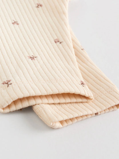 |BabyGirl| Pacote Com 4 Leggings Ditsy Baby Roxo/Amarelo/Creme (0 meses a 2 anos)