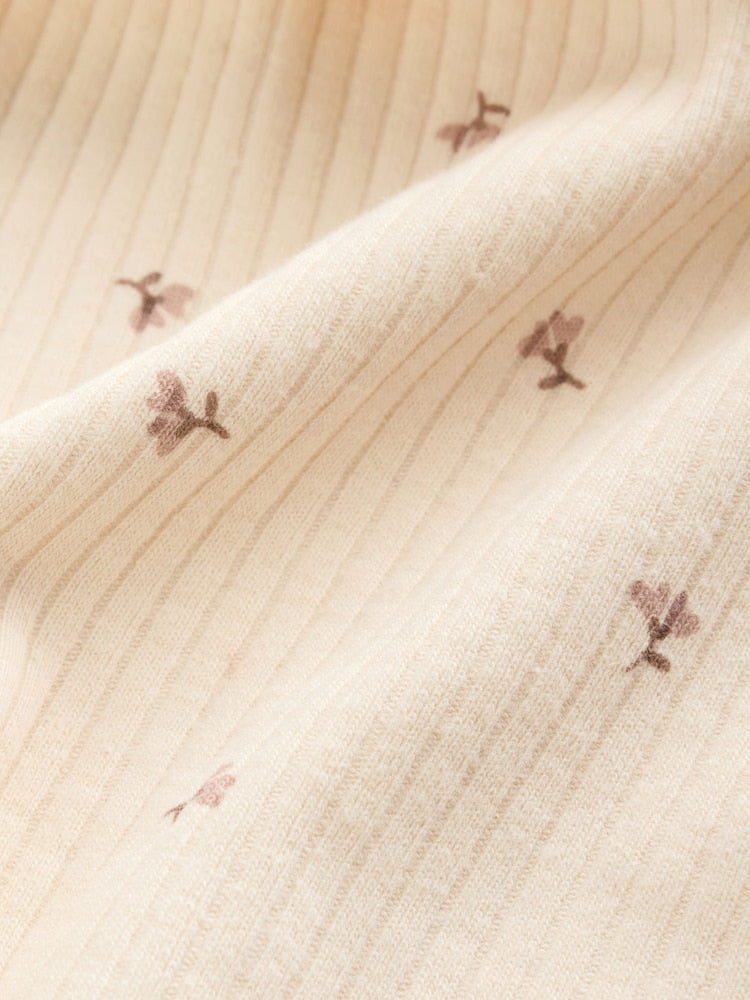 |BabyGirl| Pacote Com 4 Leggings Ditsy Baby Roxo/Amarelo/Creme (0 meses a 2 anos)