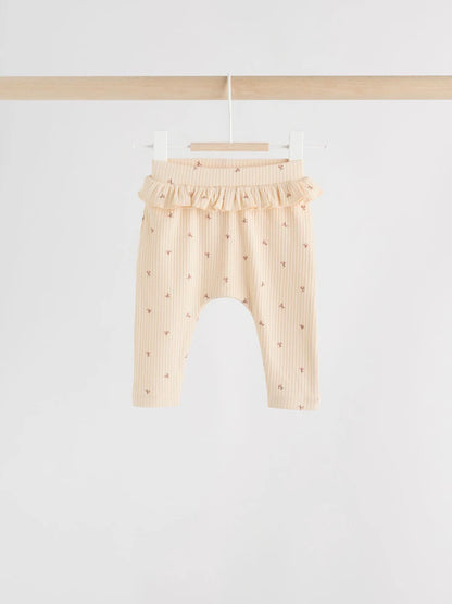 |BabyGirl| Pacote Com 4 Leggings Ditsy Baby Roxo/Amarelo/Creme (0 meses a 2 anos)