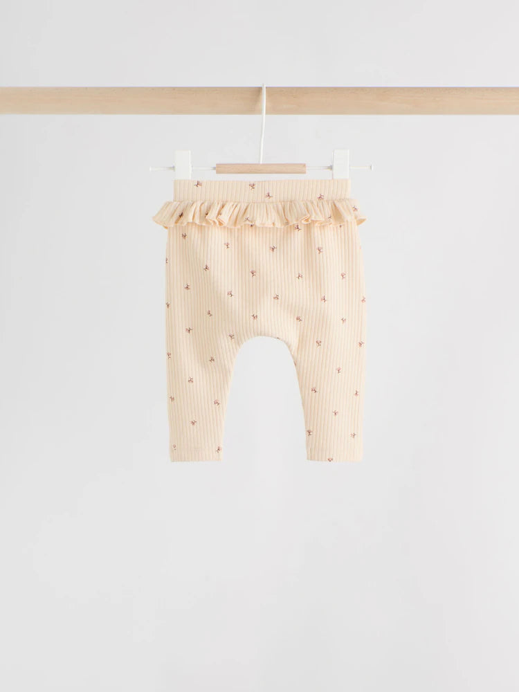 |BabyGirl| Pacote Com 4 Leggings Ditsy Baby Roxo/Amarelo/Creme (0 meses a 2 anos)