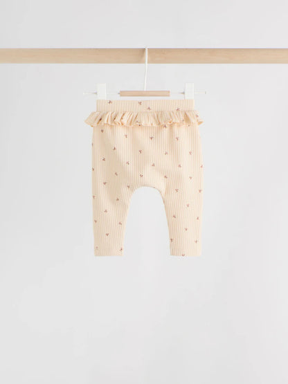 |BabyGirl| Pacote Com 4 Leggings Ditsy Baby Roxo/Amarelo/Creme (0 meses a 2 anos)