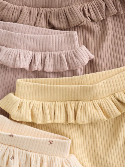 |BabyGirl| Pacote Com 4 Leggings Ditsy Baby Roxo/Amarelo/Creme (0 meses a 2 anos)