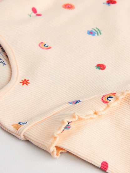 |BabyGirl| Conjunto De 2 Peças De Blusa e Leggings Com Estampa De Personagem Brilhante em creme para bebê (0 meses a 2 anos)