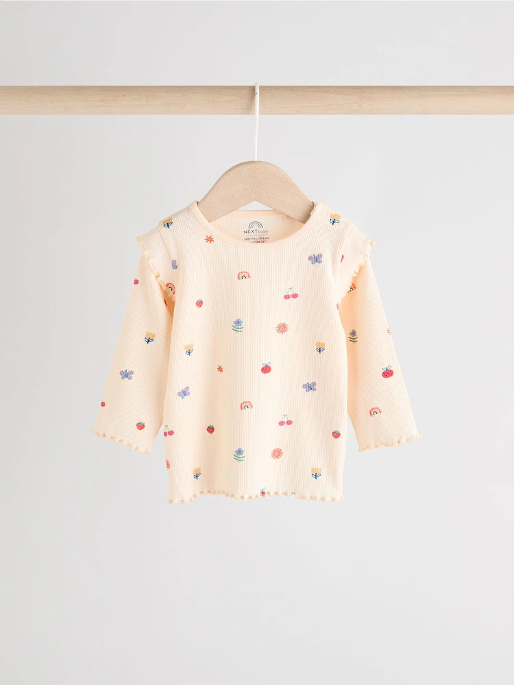 |BabyGirl| Conjunto De 2 Peças De Blusa e Leggings Com Estampa De Personagem Brilhante em creme para bebê (0 meses a 2 anos)