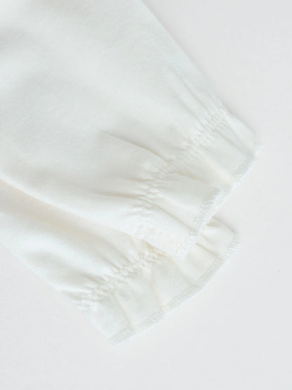 |BabyGirl| Conjunto De Blusa e Calça De Manga Comprida Branca/Marrom Para Bebê, 2 Peças (0 meses a 2 anos)