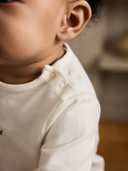 |BabyGirl| Conjunto De Blusa e Calça De Manga Comprida Branca/Marrom Para Bebê, 2 Peças (0 meses a 2 anos)