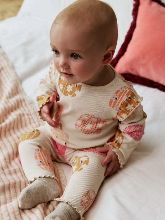 |BabyGirl| Conjunto De 2 Peças De Blusa e Leggings De Abóbora De Halloween Creme/Rosa Para bebê (0 meses a 2 anos)