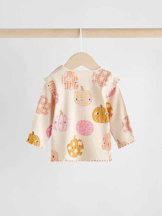 |BabyGirl| Conjunto De 2 Peças De Blusa e Leggings De Abóbora De Halloween Creme/Rosa Para bebê (0 meses a 2 anos)