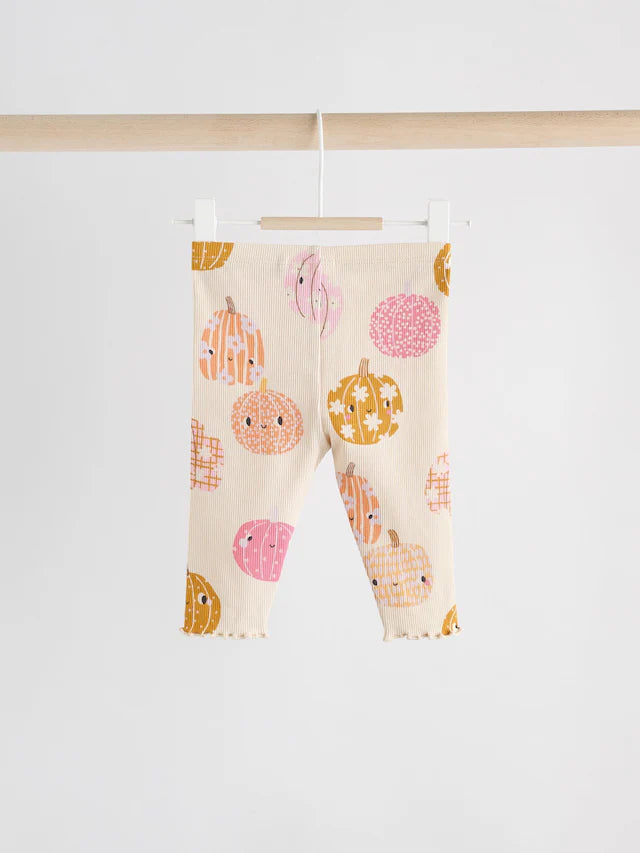 |BabyGirl| Conjunto De 2 Peças De Blusa e Leggings De Abóbora De Halloween Creme/Rosa Para bebê (0 meses a 2 anos)