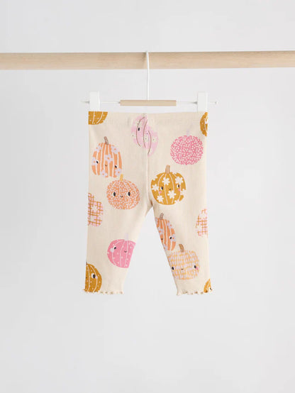 |BabyGirl| Conjunto De 2 Peças De Blusa e Leggings De Abóbora De Halloween Creme/Rosa Para bebê (0 meses a 2 anos)