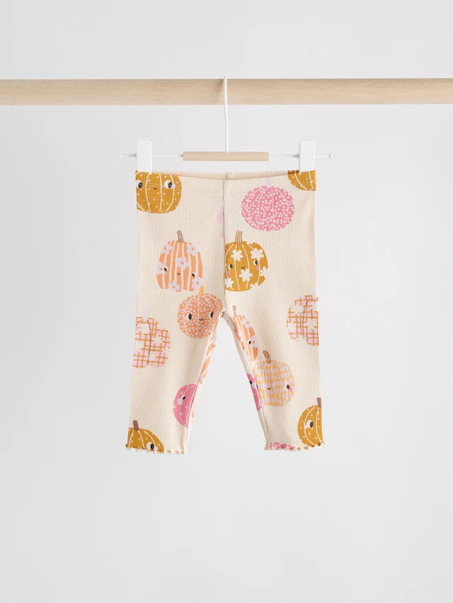 |BabyGirl| Conjunto De 2 Peças De Blusa e Leggings De Abóbora De Halloween Creme/Rosa Para bebê (0 meses a 2 anos)