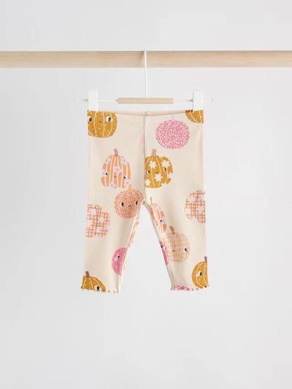 |BabyGirl| Conjunto De 2 Peças De Blusa e Leggings De Abóbora De Halloween Creme/Rosa Para bebê (0 meses a 2 anos)