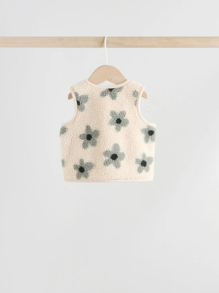 |BabyGirl| Conjunto De 3 Peças De Blusa e Leggings De Manga Comprida Com Colete Floral Cinza para bebê (0 meses a 2 anos)