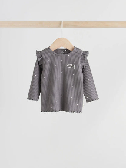 |BabyGirl| Conjunto De 3 Peças De Blusa e Leggings De Manga Comprida Com Colete Floral Cinza para bebê (0 meses a 2 anos)