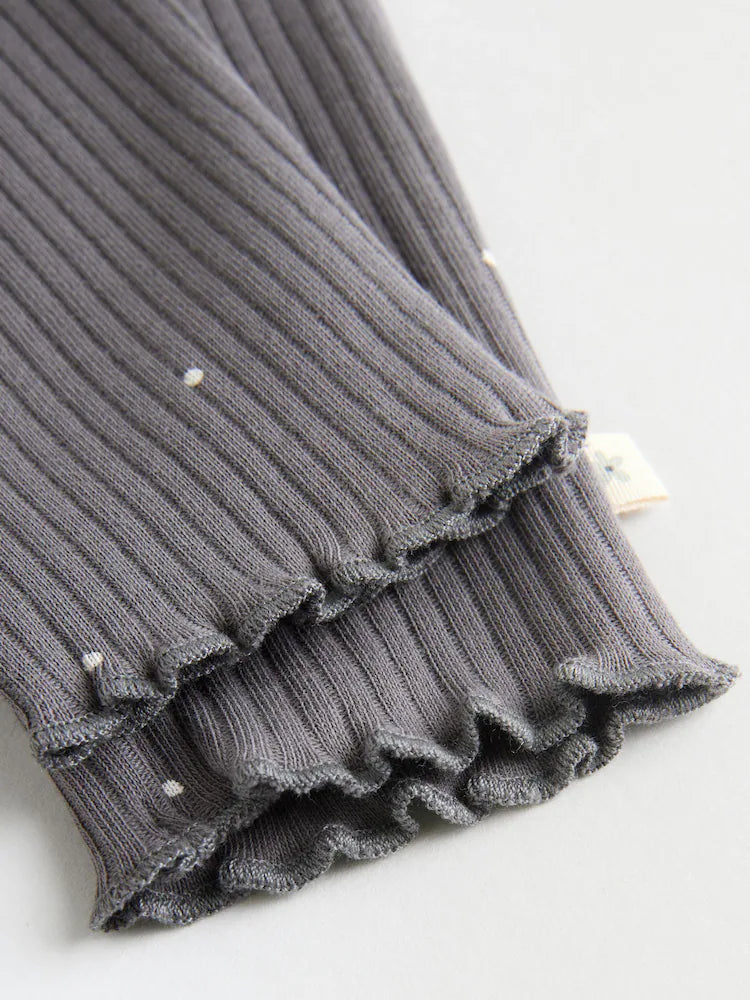 |BabyGirl| Conjunto De 3 Peças De Blusa e Leggings De Manga Comprida Com Colete Floral Cinza para bebê (0 meses a 2 anos)