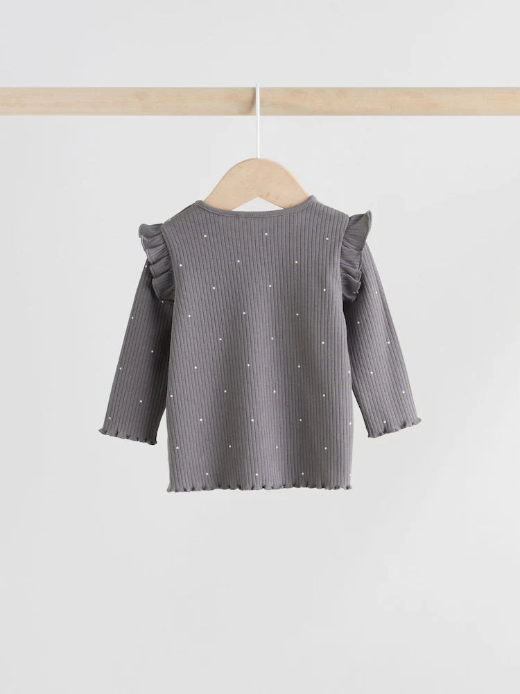 |BabyGirl| Conjunto De 3 Peças De Blusa e Leggings De Manga Comprida Com Colete Floral Cinza para bebê (0 meses a 2 anos)