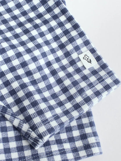 |BabyGirl| Conjunto De Blusa e Leggings De Manga Comprida Xadrez Amarelo/Azul Para Bebê, 2 peças (0 meses a 2 anos)