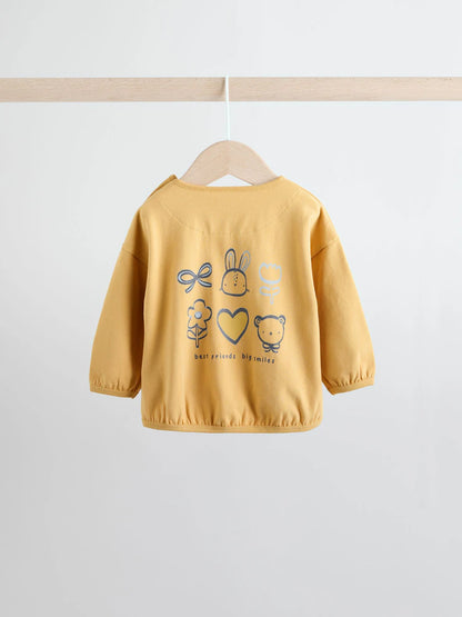 |BabyGirl| Conjunto De Blusa e Leggings De Manga Comprida Xadrez Amarelo/Azul Para Bebê, 2 peças (0 meses a 2 anos)
