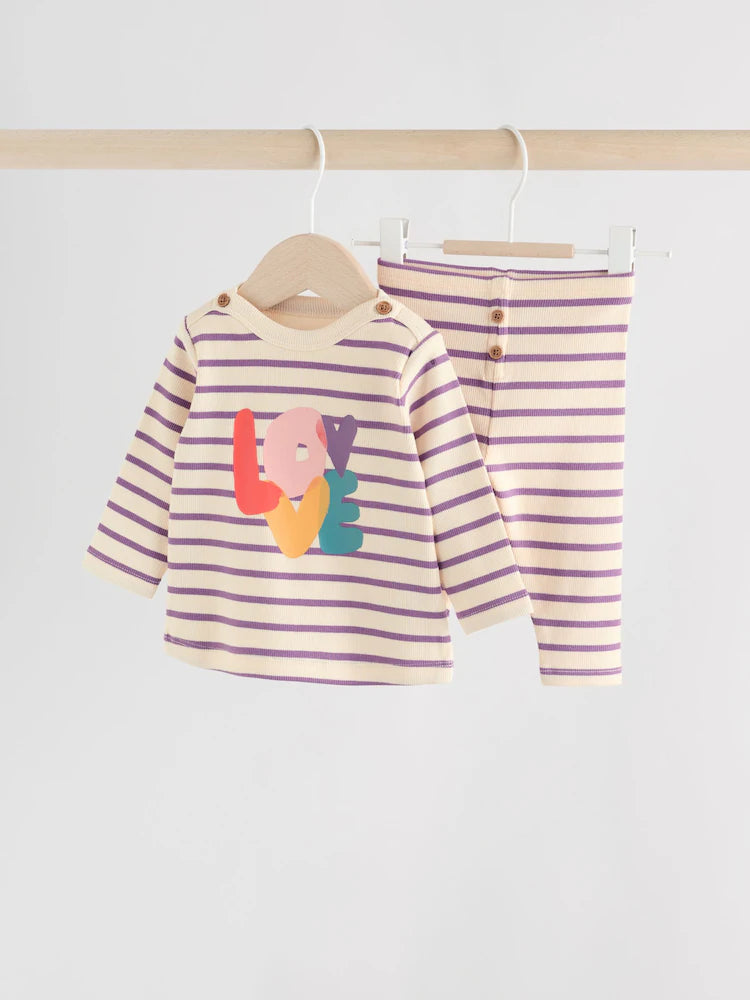|BabyGirl| Conjunto De Blusa e Leggings De Manga Comprida Para Bebês, 2 Peças (0 meses a 2 anos)