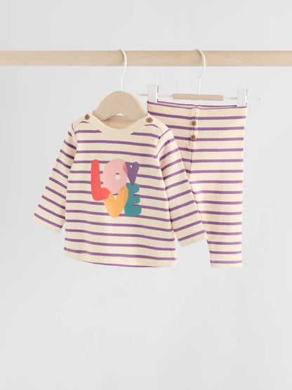 |BabyGirl| Conjunto De Blusa e Leggings De Manga Comprida Para Bebês, 2 Peças (0 meses a 2 anos)