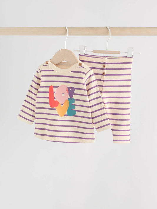|BabyGirl| Conjunto De Blusa e Leggings De Manga Comprida Para Bebês, 2 Peças (0 meses a 2 anos)