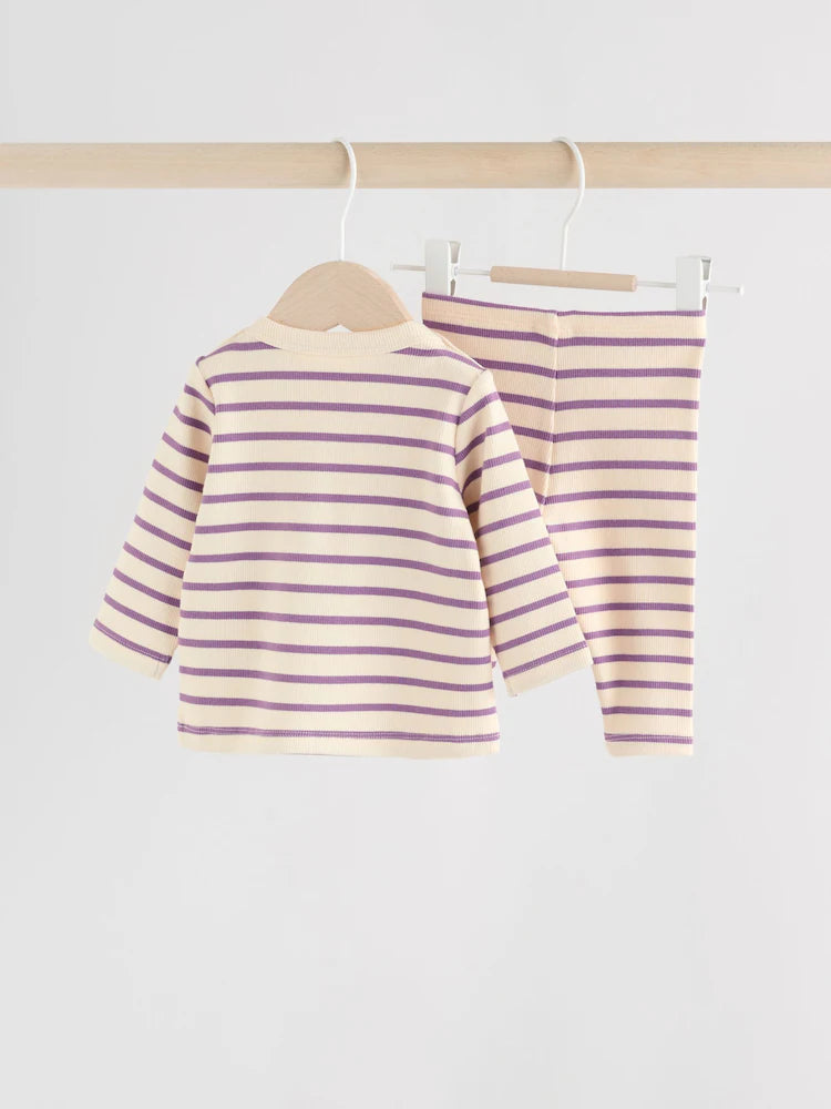 |BabyGirl| Conjunto De Blusa e Leggings De Manga Comprida Para Bebês, 2 Peças (0 meses a 2 anos)