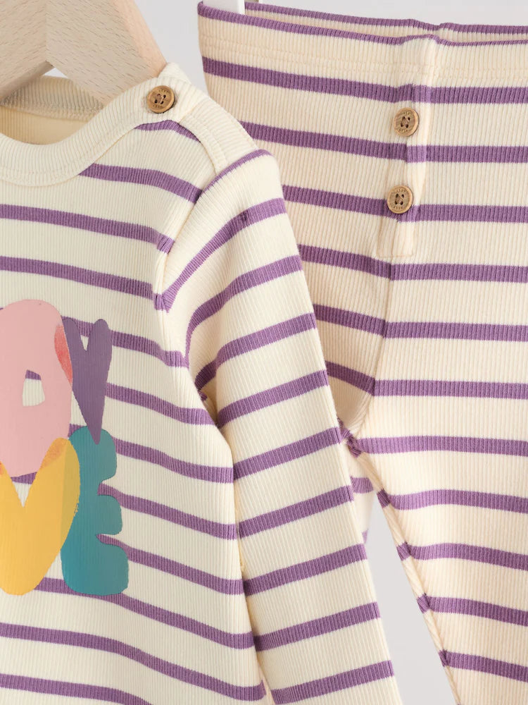 |BabyGirl| Conjunto De Blusa e Leggings De Manga Comprida Para Bebês, 2 Peças (0 meses a 2 anos)