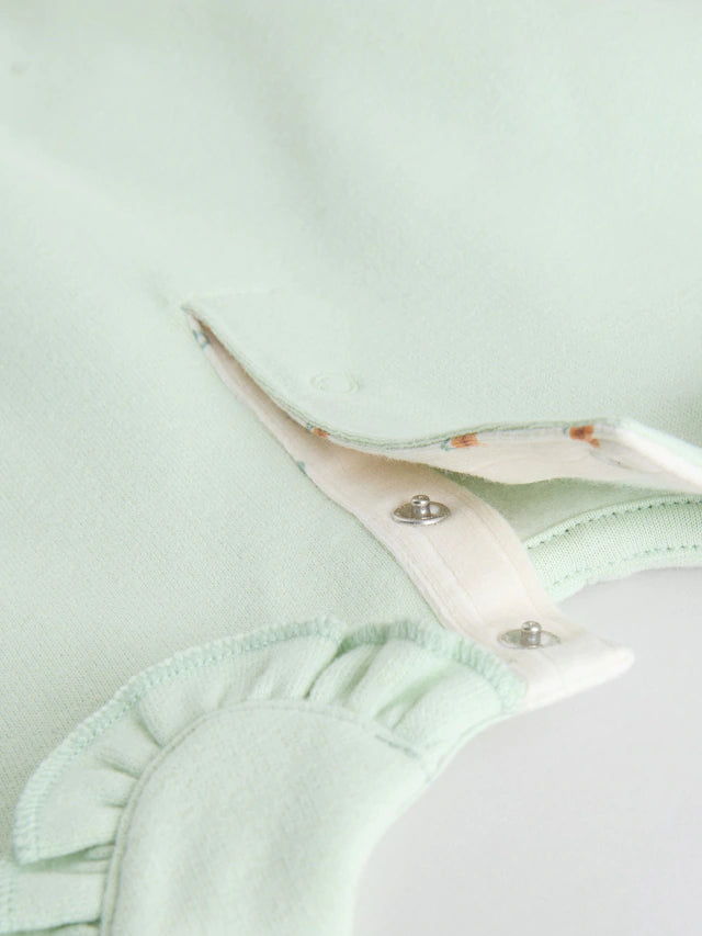 |BabyGirl| Conjunto De 2 Peças De Suéter e Leggings Com Babados e Gola Alta Verde Sálvia/Creme (0 meses a 2 anos)