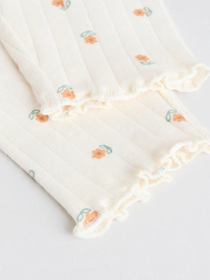 |BabyGirl| Conjunto De 2 Peças De Suéter e Leggings Com Babados e Gola Alta Verde Sálvia/Creme (0 meses a 2 anos)