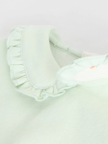 |BabyGirl| Conjunto De 2 Peças De Suéter e Leggings Com Babados e Gola Alta Verde Sálvia/Creme (0 meses a 2 anos)
