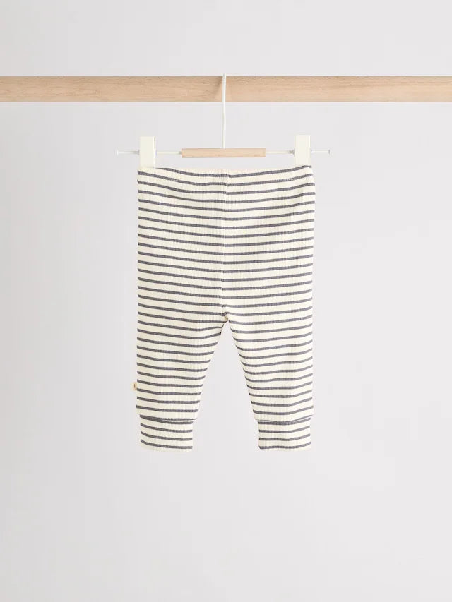 |BabyGirl| Conjunto De Blusa e Leggings De Manga Comprida Com Listras Creme Bunny Baby