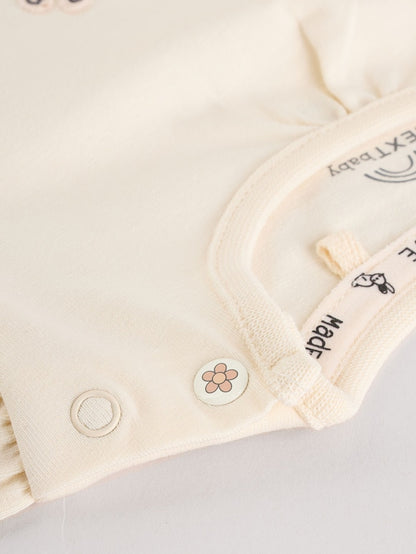 |BabyGirl| Conjunto De Blusa e Leggings De Manga Comprida Com Listras Creme Bunny Baby