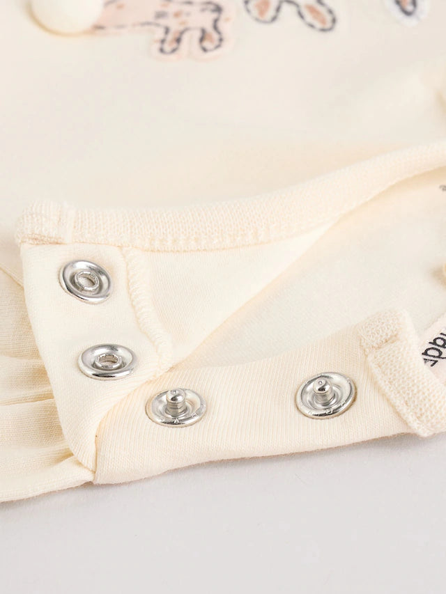 |BabyGirl| Conjunto De Blusa e Leggings De Manga Comprida Com Listras Creme Bunny Baby