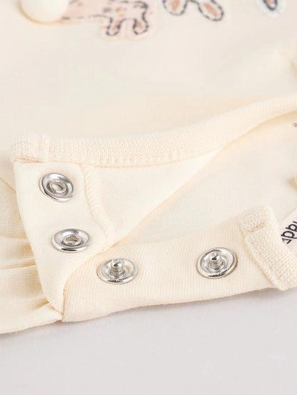 |BabyGirl| Conjunto De Blusa e Leggings De Manga Comprida Com Listras Creme Bunny Baby