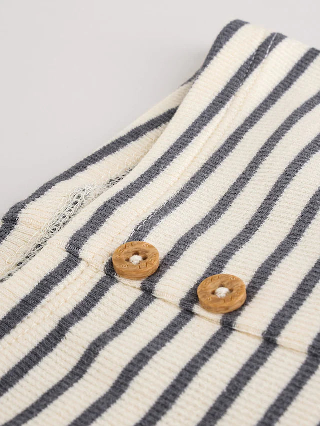 |BabyGirl| Conjunto De Blusa e Leggings De Manga Comprida Com Listras Creme Bunny Baby