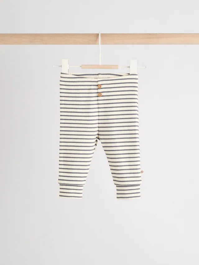 |BabyGirl| Conjunto De Blusa e Leggings De Manga Comprida Com Listras Creme Bunny Baby