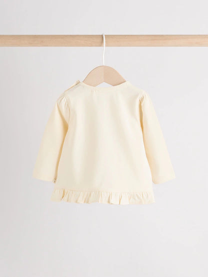 |BabyGirl| Conjunto De Blusa e Leggings De Manga Comprida Com Listras Creme Bunny Baby