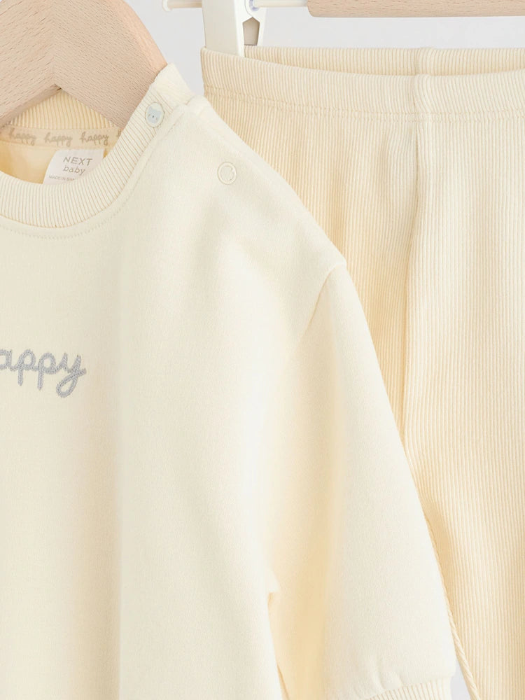 |BabyGirl| Conjunto De Suéter e Leggings Creme Para Bebê, 2 Peças (0 meses a 2 anos)