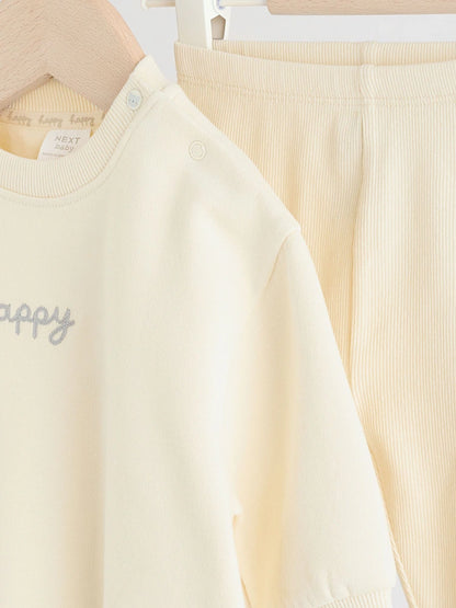 |BabyGirl| Conjunto De Suéter e Leggings Creme Para Bebê, 2 Peças (0 meses a 2 anos)