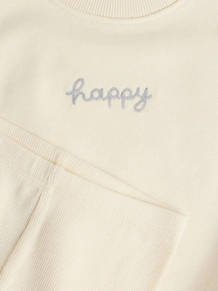 |BabyGirl| Conjunto De Suéter e Leggings Creme Para Bebê, 2 Peças (0 meses a 2 anos)