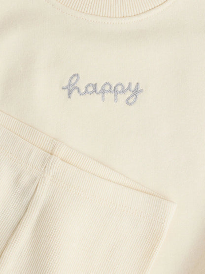 |BabyGirl| Conjunto De Suéter e Leggings Creme Para Bebê, 2 Peças (0 meses a 2 anos)