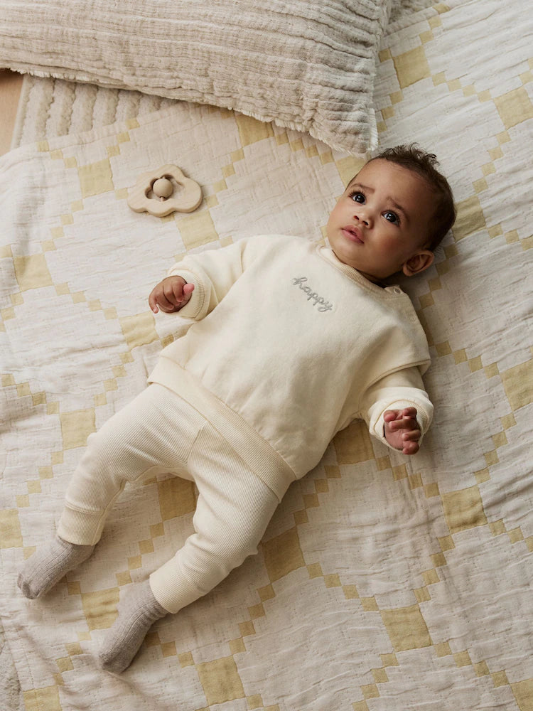 |BabyGirl| Conjunto De Suéter e Leggings Creme Para Bebê, 2 Peças (0 meses a 2 anos)
