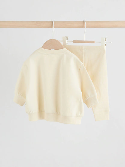 |BabyGirl| Conjunto De Suéter e Leggings Creme Para Bebê, 2 Peças (0 meses a 2 anos)